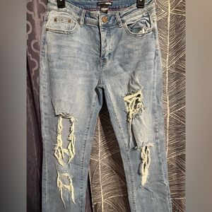 Fashion Nova Light Blue Distressed Skinny Jeans